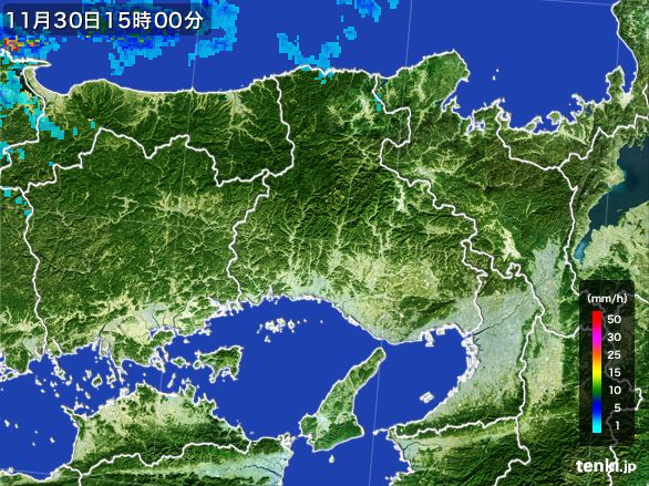 兵庫県の雨雲レーダー(2015年11月30日)