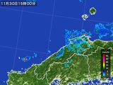 2015年11月30日の島根県の雨雲レーダー