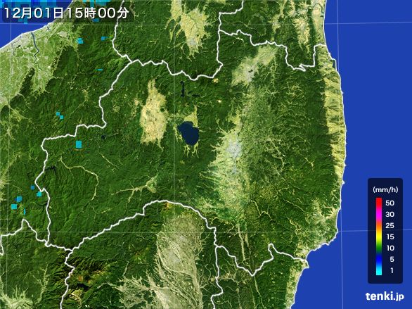 福島県の雨雲レーダー(2015年12月01日)