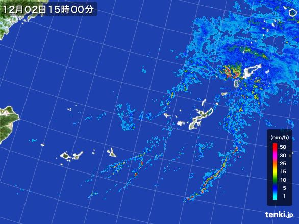 沖縄地方の雨雲レーダー(2015年12月02日)