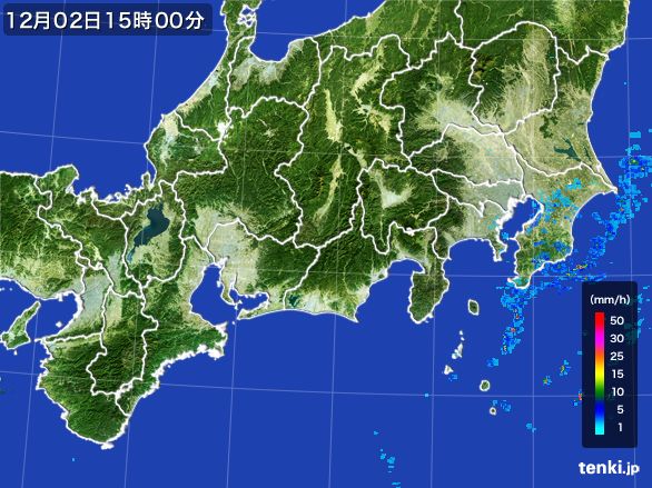 東海地方の雨雲レーダー(2015年12月02日)