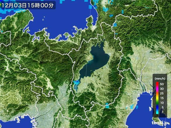 滋賀県の雨雲レーダー(2015年12月03日)