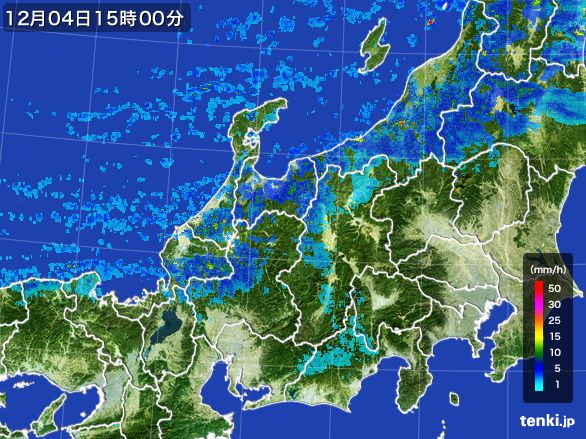 北陸地方の雨雲レーダー(2015年12月04日)