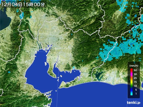 愛知県の雨雲レーダー(2015年12月04日)