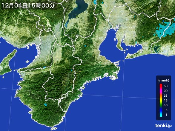 三重県の雨雲レーダー(2015年12月04日)