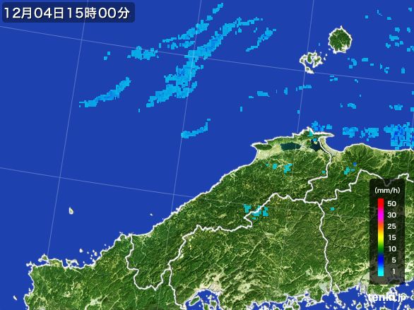 島根県の雨雲レーダー(2015年12月04日)