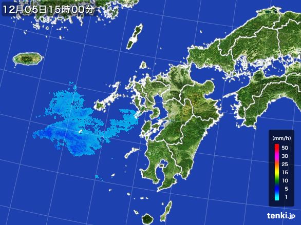 九州地方の雨雲レーダー(2015年12月05日)