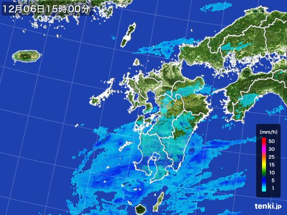 九州地方の雨雲レーダー(2015年12月06日)