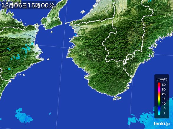 和歌山県の雨雲レーダー(2015年12月06日)