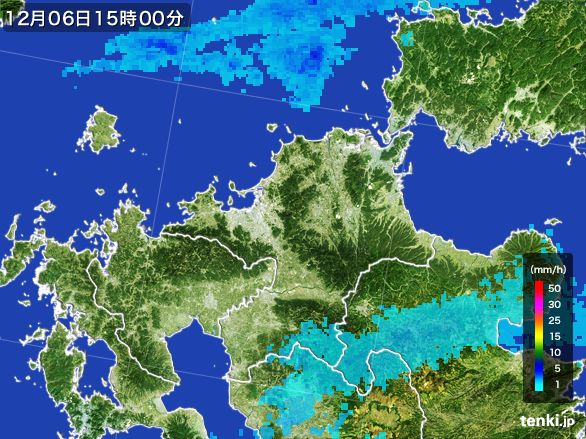 福岡県の雨雲レーダー(2015年12月06日)