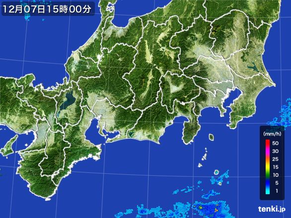 東海地方の雨雲レーダー(2015年12月07日)
