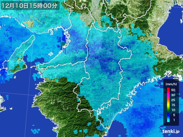 奈良県の雨雲レーダー(2015年12月10日)