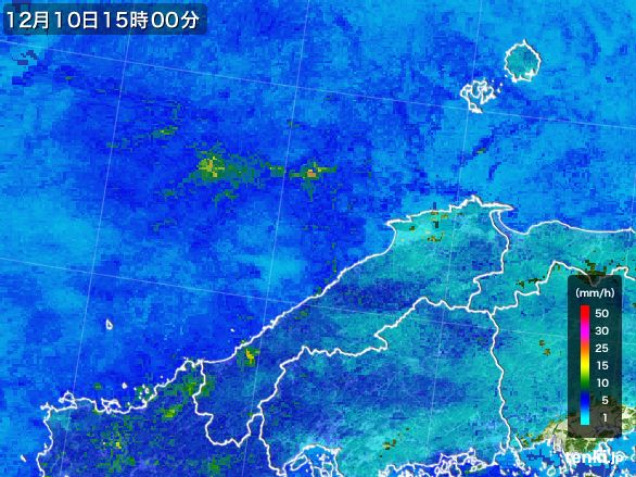 島根県の雨雲レーダー(2015年12月10日)