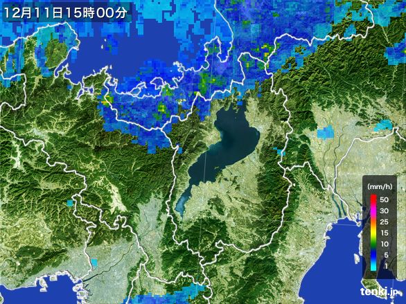 滋賀県の雨雲レーダー(2015年12月11日)