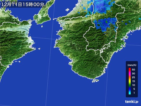 和歌山県の雨雲レーダー(2015年12月11日)