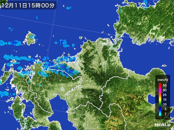 福岡県の雨雲レーダー(2015年12月11日)