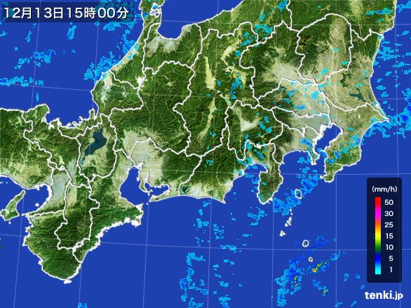 東海地方の雨雲レーダー(2015年12月13日)