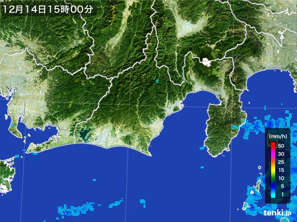 静岡県の雨雲レーダー(2015年12月14日)