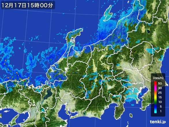 北陸地方の雨雲レーダー(2015年12月17日)