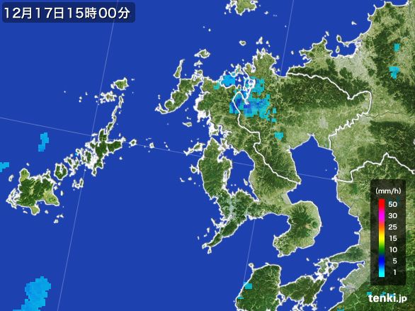 長崎県の雨雲レーダー(2015年12月17日)
