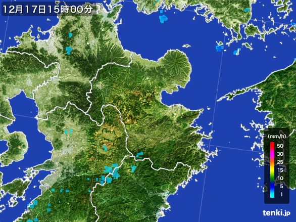 大分県の雨雲レーダー(2015年12月17日)