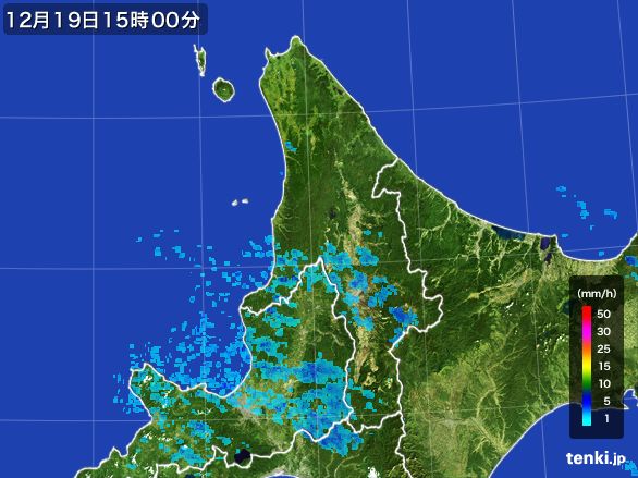 道北の雨雲レーダー(2015年12月19日)