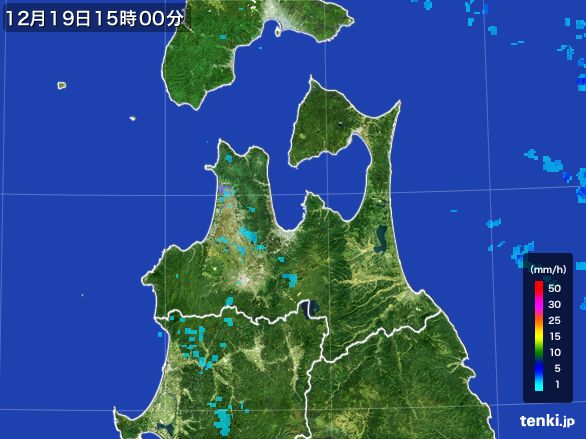 青森県の雨雲レーダー(2015年12月19日)