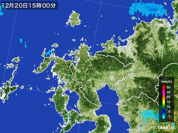 佐賀県の雨雲レーダー(2015年12月20日)