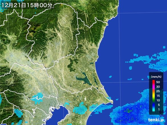 茨城県の雨雲レーダー(2015年12月21日)