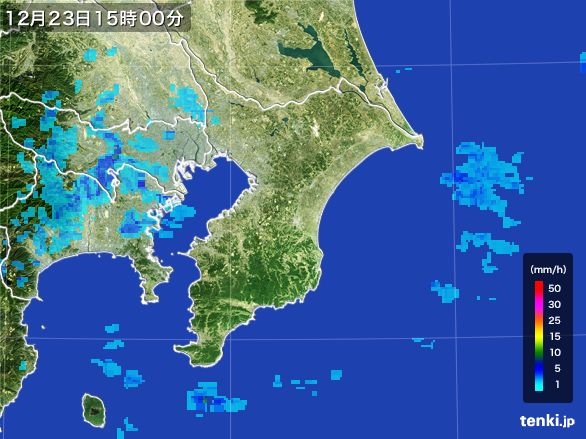 千葉県の雨雲レーダー(2015年12月23日)