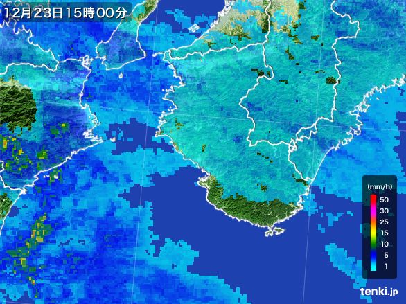 和歌山県の雨雲レーダー(2015年12月23日)