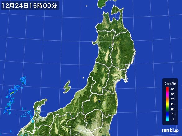 東北地方の雨雲レーダー(2015年12月24日)
