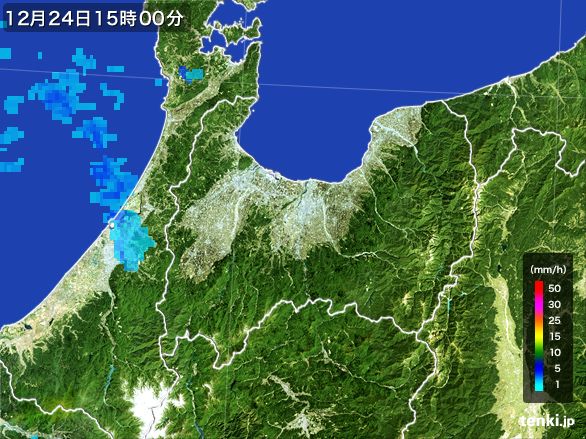 富山県の雨雲レーダー(2015年12月24日)