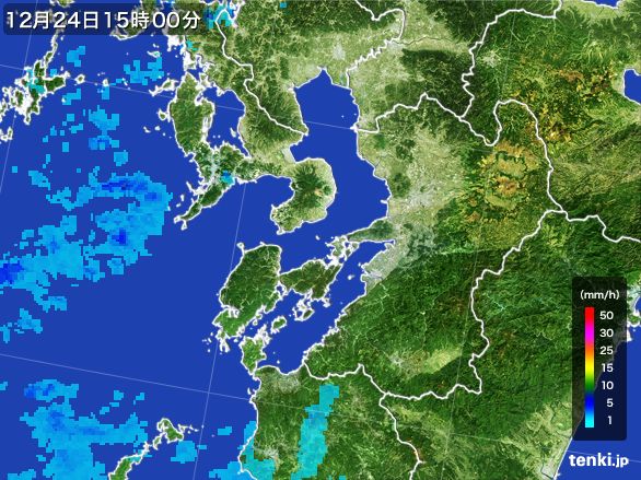 熊本県の雨雲レーダー(2015年12月24日)