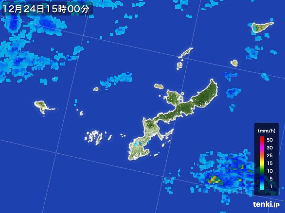 沖縄県の雨雲レーダー(2015年12月24日)