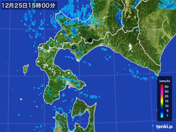 道南の雨雲レーダー(2015年12月25日)