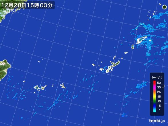沖縄地方の雨雲レーダー(2015年12月28日)