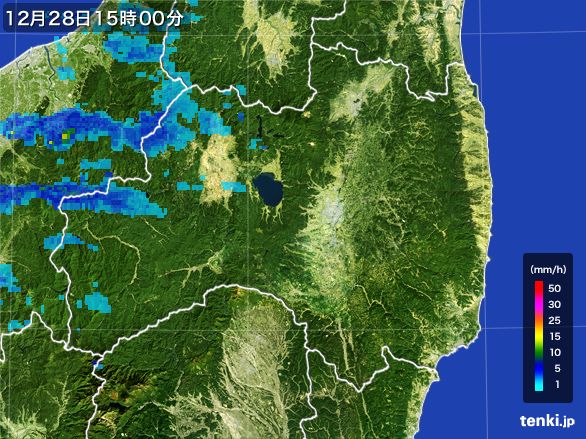福島県の雨雲レーダー(2015年12月28日)