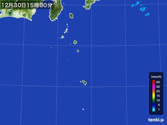 伊豆諸島(東京都)の雨雲レーダー(2015年12月30日)