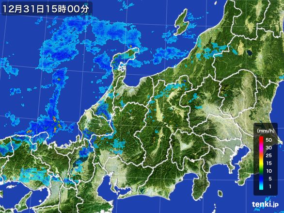 北陸地方の雨雲レーダー(2015年12月31日)
