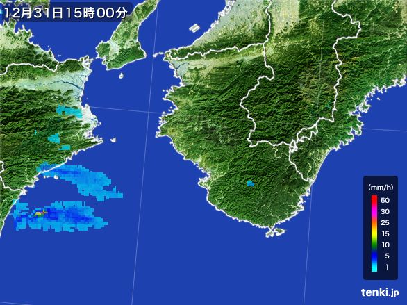 和歌山県の雨雲レーダー(2015年12月31日)