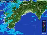 2015年12月31日の高知県の雨雲レーダー