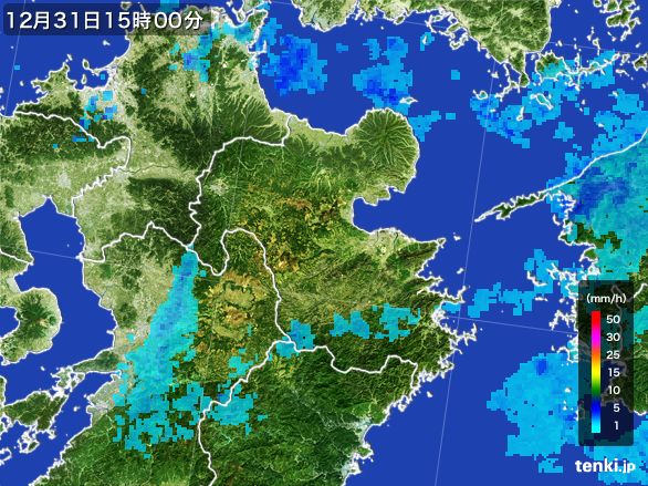 大分県の雨雲レーダー(2015年12月31日)
