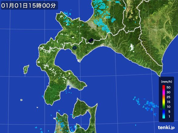 道南の雨雲の動き(2016年01月01日)