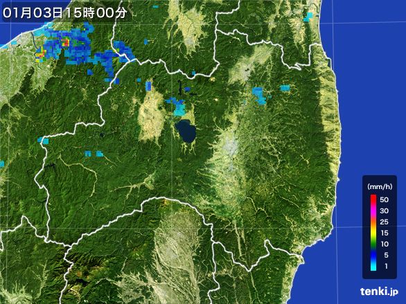 福島県の雨雲レーダー(2016年01月03日)