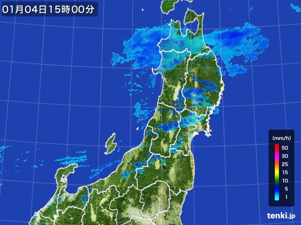 東北地方の雨雲レーダー(2016年01月04日)