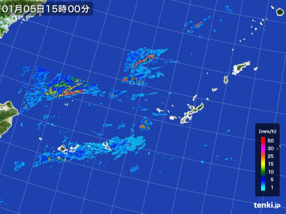 沖縄地方の雨雲レーダー(2016年01月05日)