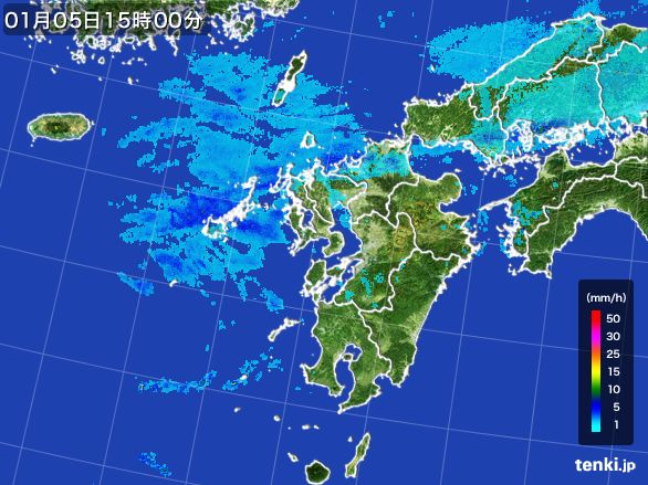 九州地方の雨雲レーダー(2016年01月05日)