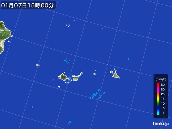 宮古・石垣・与那国(沖縄県)の雨雲レーダー(2016年01月07日)