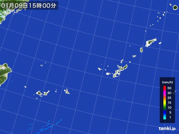 沖縄地方の雨雲レーダー(2016年01月09日)